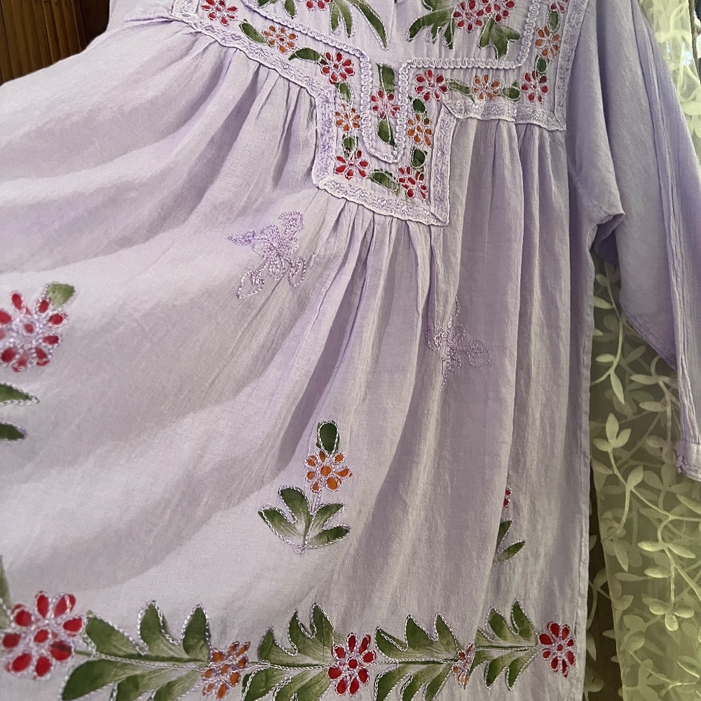 Maternity Gorgeous  Loose Embroidered Top in Violet  s/m